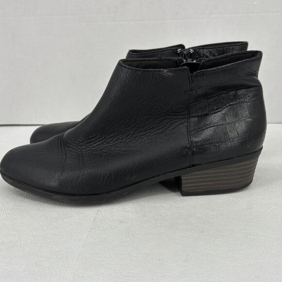 Clarks Addiy Zora Ankle Booties Womens 8.5 Black Leather Croc Embossed Boot - Picture 4 of 10